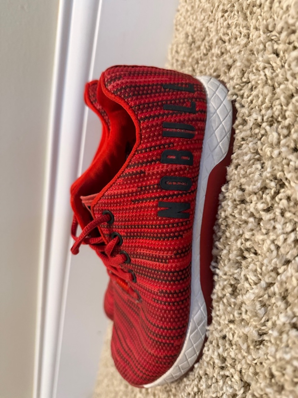 No Bull Red Training Sneaker with White Sole.  Great condition